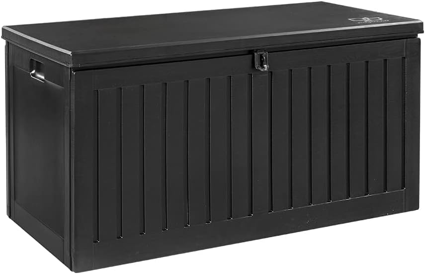Gardeon Outdoor Storage Box Container Cabinet Bench, 270L Large Lockable Tool Toy Deck Boxes Chest Garden Shed Storages Ottoman Chair Seat Patio Indoor Furniture, Perfect for Water-Resistant Black