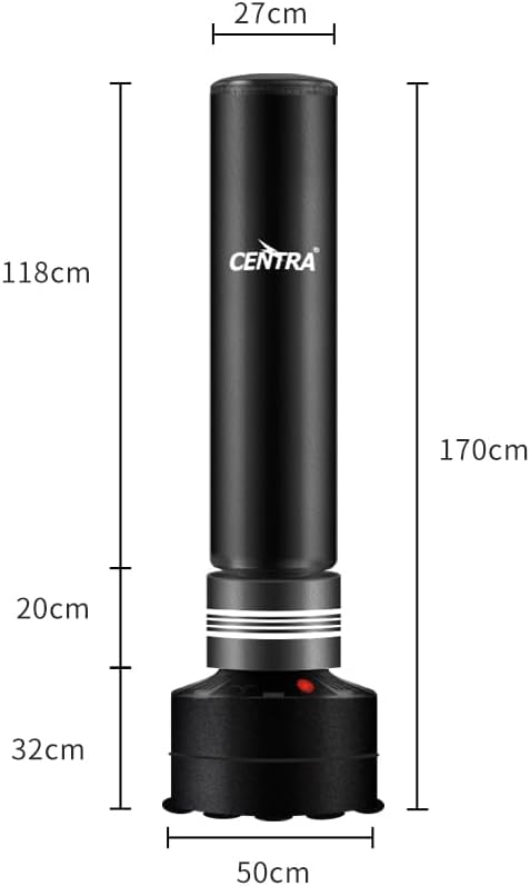 Centra Boxing Punching Bag Free Standing Speed Bag Kick Training 170cm/175cm, Strong Suction Cup Boxing Bag with Punching Kicking Zone, Freestanding Heavy Punching Bag for Home, Office, Gym, Black