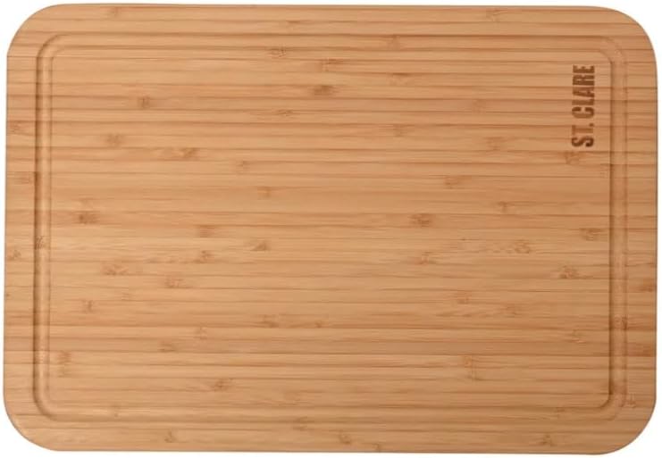 St. Clare Premium Bamboo Long-Grain Chopping Board – 30x20cm Durable Wooden Cutting Board for Kitchen – Knife-Friendly Surface & Professional Grade Serving Platter for Meat, Veggies & Cheese