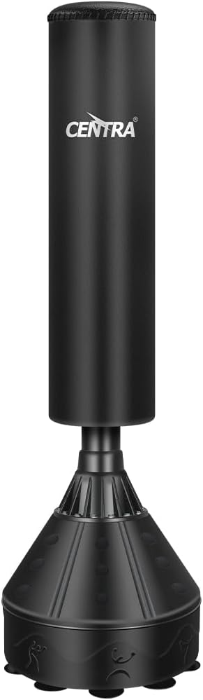 Centra Boxing Punching Bag Free Standing Speed Bag Kick Training 170cm/175cm, Strong Suction Cup Boxing Bag with Punching Kicking Zone, Freestanding Heavy Punching Bag for Home, Office, Gym, Black