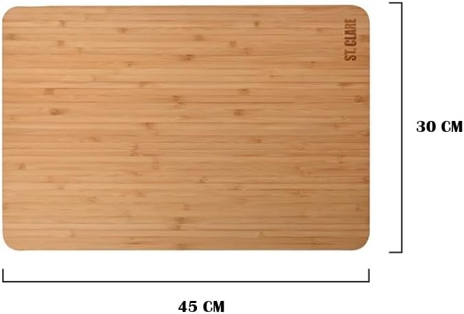 St. Clare Premium Bamboo Long-Grain Chopping Board – 30x20cm Durable Wooden Cutting Board for Kitchen – Knife-Friendly Surface & Professional Grade Serving Platter for Meat, Veggies & Cheese