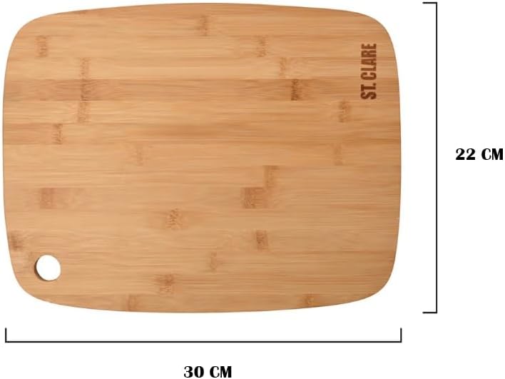 St. Clare Premium Bamboo Long-Grain Chopping Board – 30x20cm Durable Wooden Cutting Board for Kitchen – Knife-Friendly Surface & Professional Grade Serving Platter for Meat, Veggies & Cheese