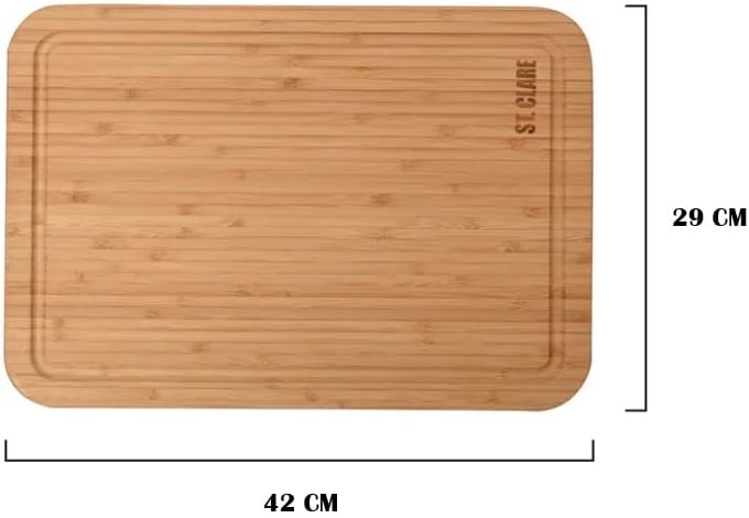 St. Clare Premium Bamboo Long-Grain Chopping Board – 30x20cm Durable Wooden Cutting Board for Kitchen – Knife-Friendly Surface & Professional Grade Serving Platter for Meat, Veggies & Cheese