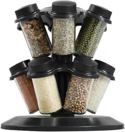 18 in 1 Rotating Spice Rack, Ferris Wheel-Shaped Spice Organizer with 18 Glass Jars - Large Capacity, Stable and Heavy-Duty for Kitchen Countertop, Easy Access (Ferris wheel Shape)