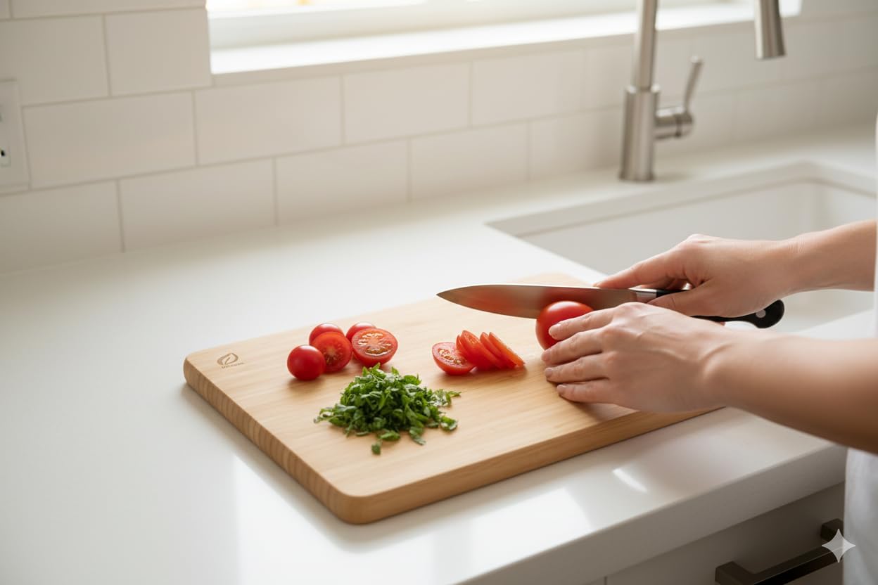 St. Clare Premium Bamboo Long-Grain Chopping Board – 30x20cm Durable Wooden Cutting Board for Kitchen – Knife-Friendly Surface & Professional Grade Serving Platter for Meat, Veggies & Cheese