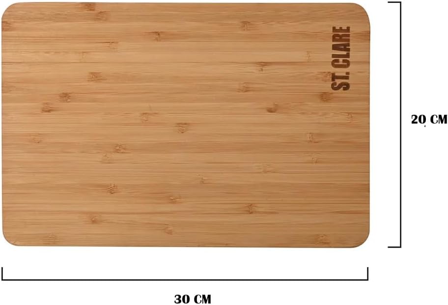 St. Clare Premium Bamboo Long-Grain Chopping Board – 30x20cm Durable Wooden Cutting Board for Kitchen – Knife-Friendly Surface & Professional Grade Serving Platter for Meat, Veggies & Cheese