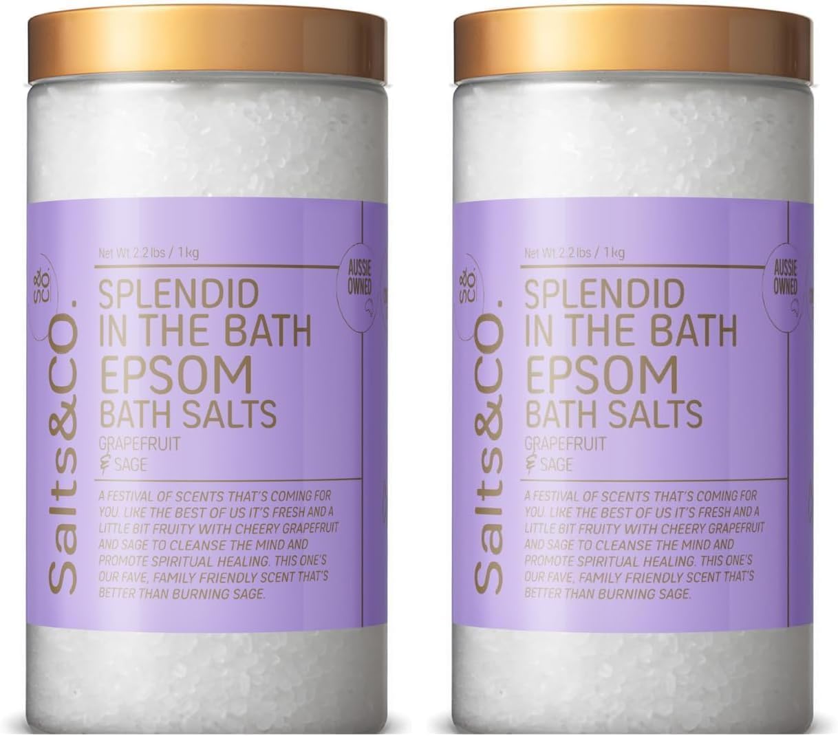 Salts & Co. Splendid In The Bath Scented Epsom Bath Salts 1kg | Scented Magnesium Sulphate Soaking Salts for Bath & Foot Soaks, Home Spa & Self-Care Rituals