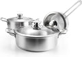 Stainless Steel Pots and Pans Set, 7-Piece Kitchen Cookware Sets with Glass Lids, Stay-Cool Handle, Oven Safe, Works with Induction, Electric and Gas Cooktops