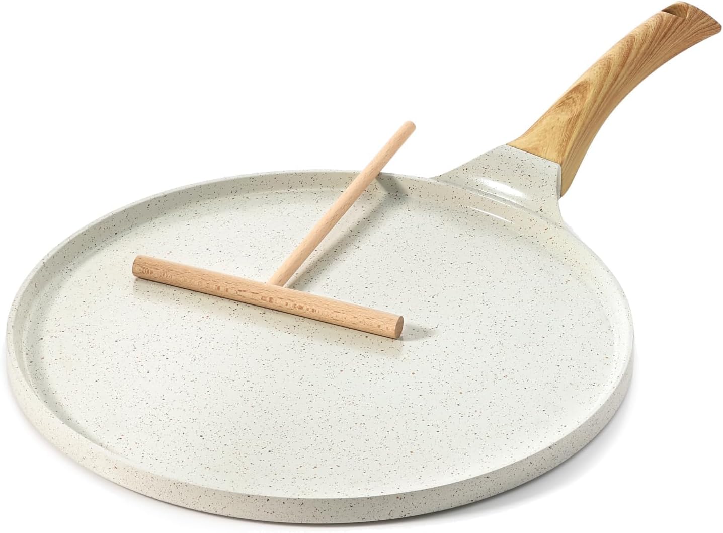SENSARTE Nonstick Crepe Pan, Swiss Granite Coating Dosa Pan Pancake Flat Skillet Tawa Griddle 10-Inch with Stay-Cool Handle, Induction Compatible, PFOA Free