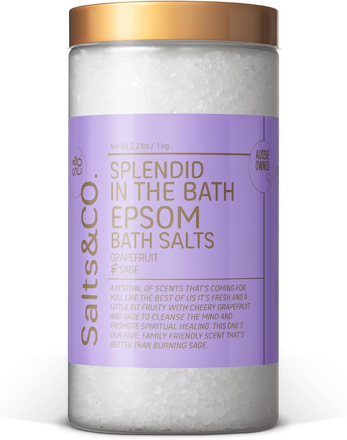 Salts & Co. Splendid In The Bath Scented Epsom Bath Salts 1kg | Scented Magnesium Sulphate Soaking Salts for Bath & Foot Soaks, Home Spa & Self-Care Rituals