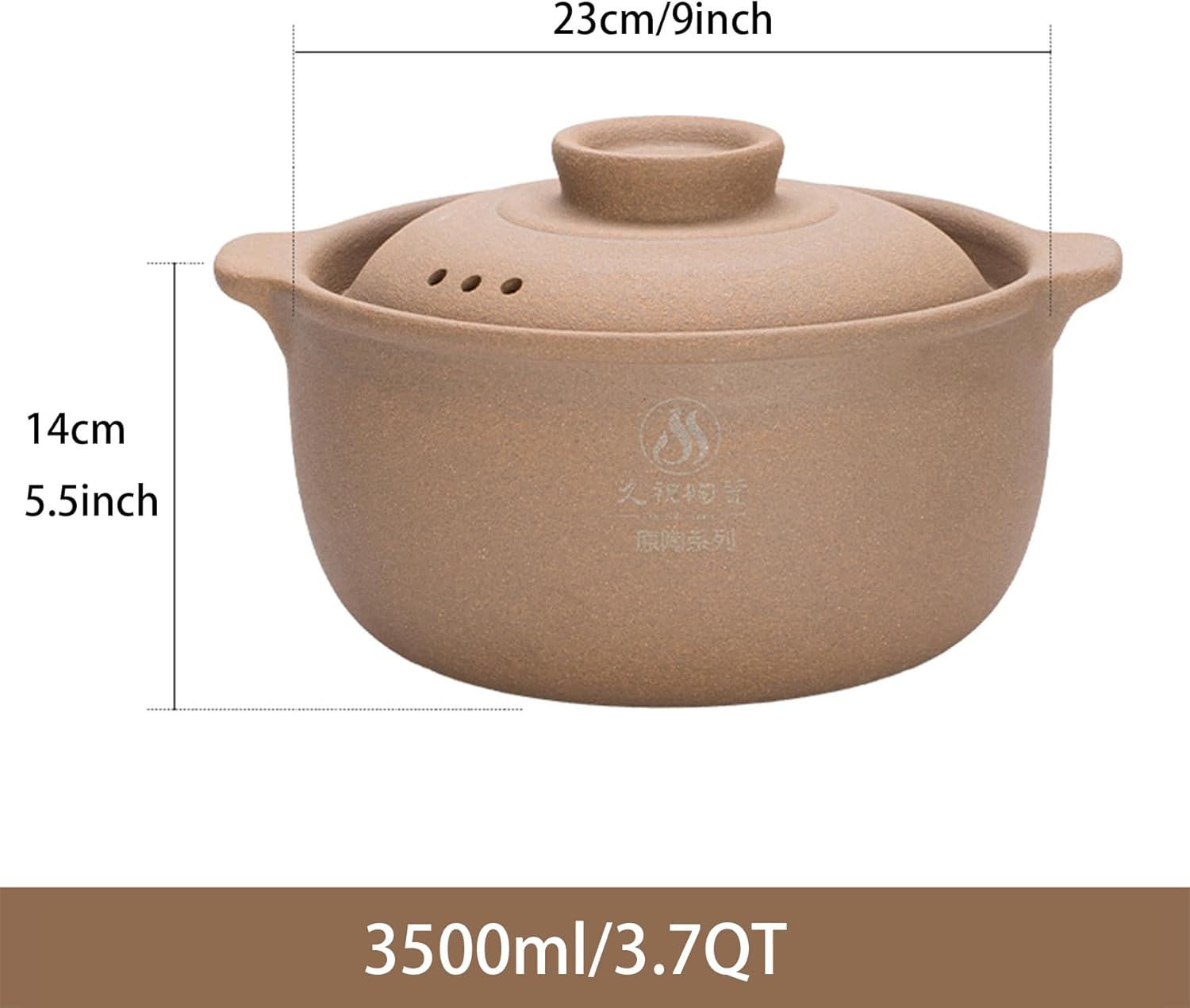 Natural Terracotta Casserole with Lids Clay Pots for Cooking Hot Pot Dolsot Bibimbap and Soup, Unglazed Earthenware Rice Pots (2.64QT/2500ml)