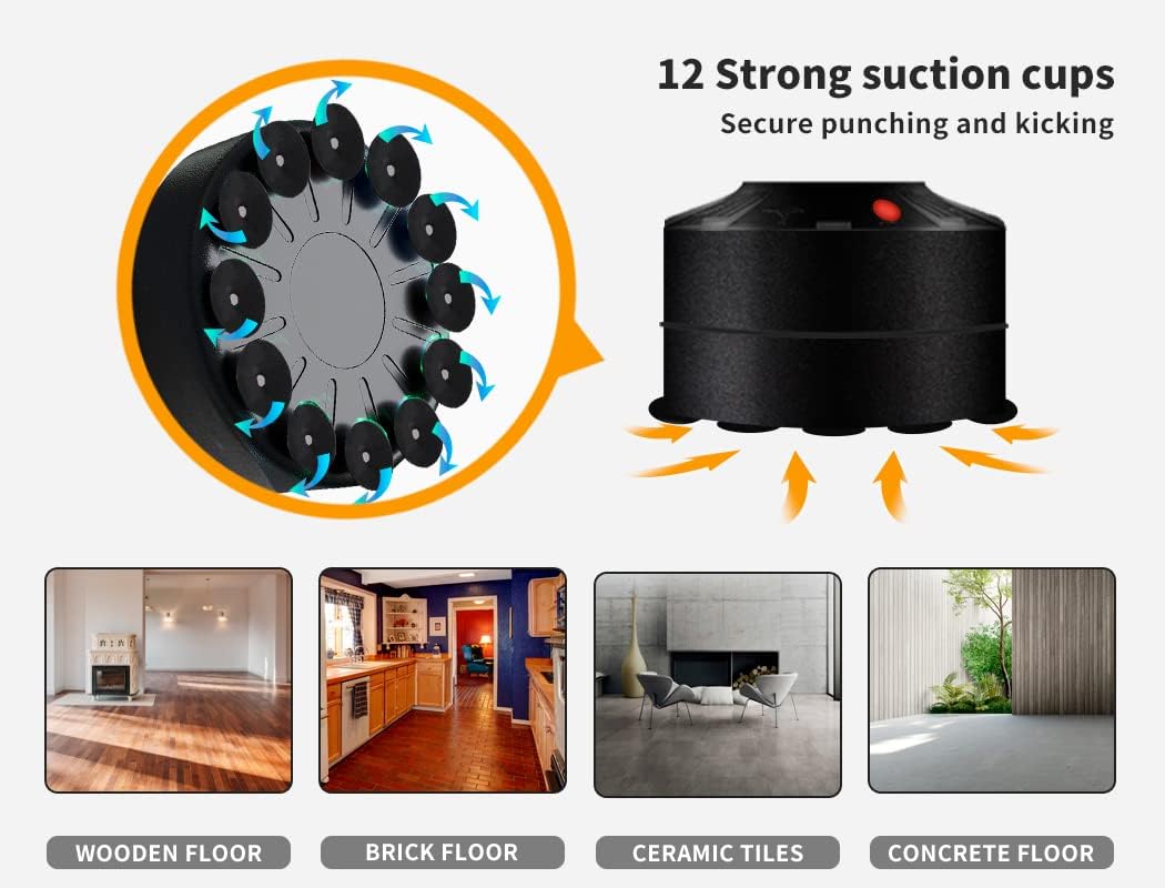 Centra Boxing Punching Bag Free Standing Speed Bag Kick Training 170cm/175cm, Strong Suction Cup Boxing Bag with Punching Kicking Zone, Freestanding Heavy Punching Bag for Home, Office, Gym, Black