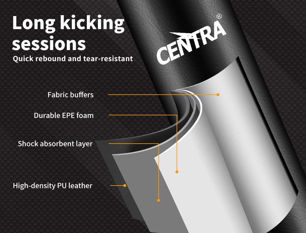 Centra Boxing Punching Bag Free Standing Speed Bag Kick Training 170cm/175cm, Strong Suction Cup Boxing Bag with Punching Kicking Zone, Freestanding Heavy Punching Bag for Home, Office, Gym, Black