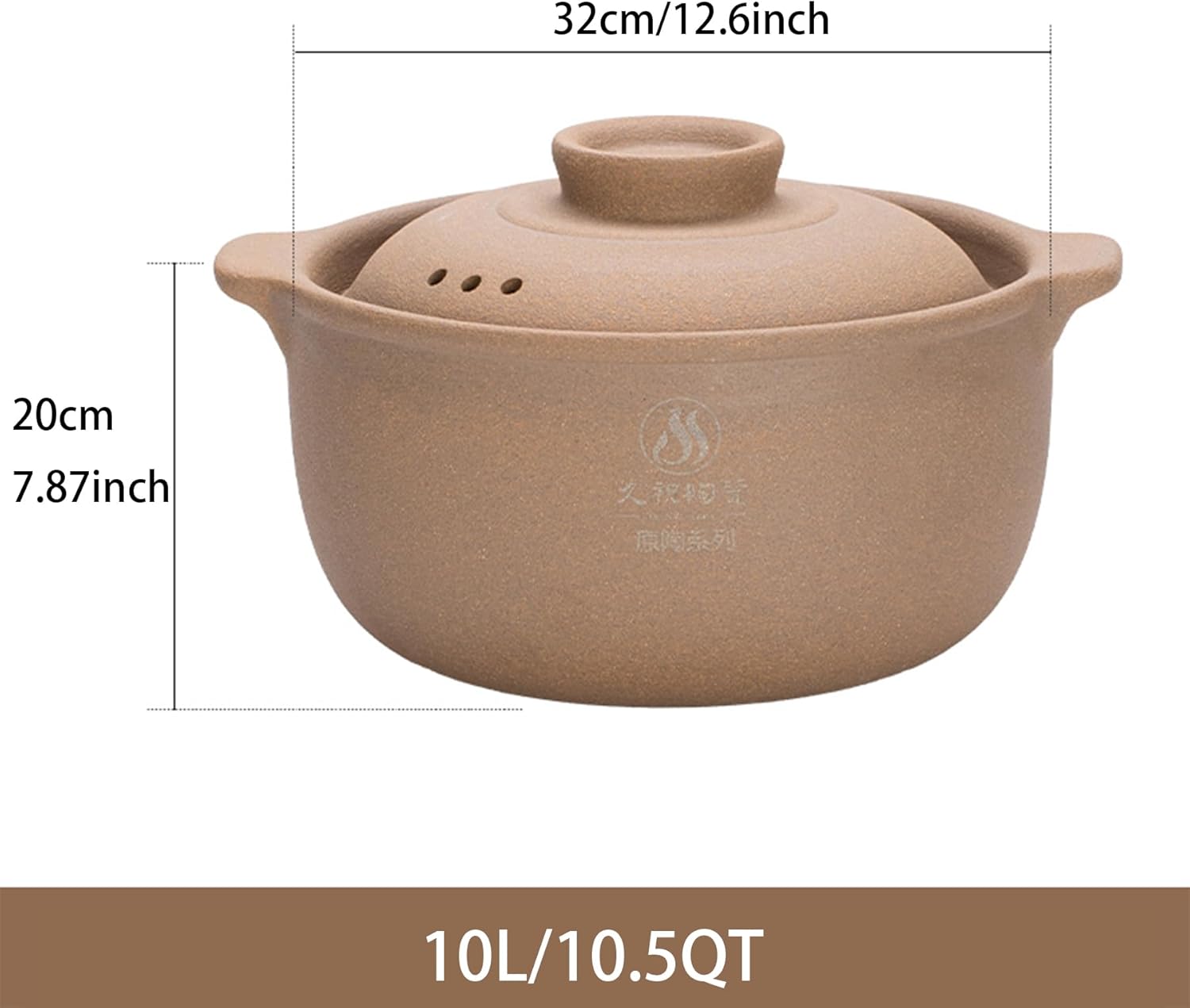 Natural Terracotta Casserole with Lids Clay Pots for Cooking Hot Pot Dolsot Bibimbap and Soup, Unglazed Earthenware Rice Pots (2.64QT/2500ml)