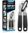 Can Opener Manual Heavy Duty Multifunctional with Magnet Lift [Ergonomic Curved Handle Grip] Stainless Steel, Arthritis-Friendly, Kitchen Tool for Seniors, Kitchen Essentials, Camping, Bottle Opener