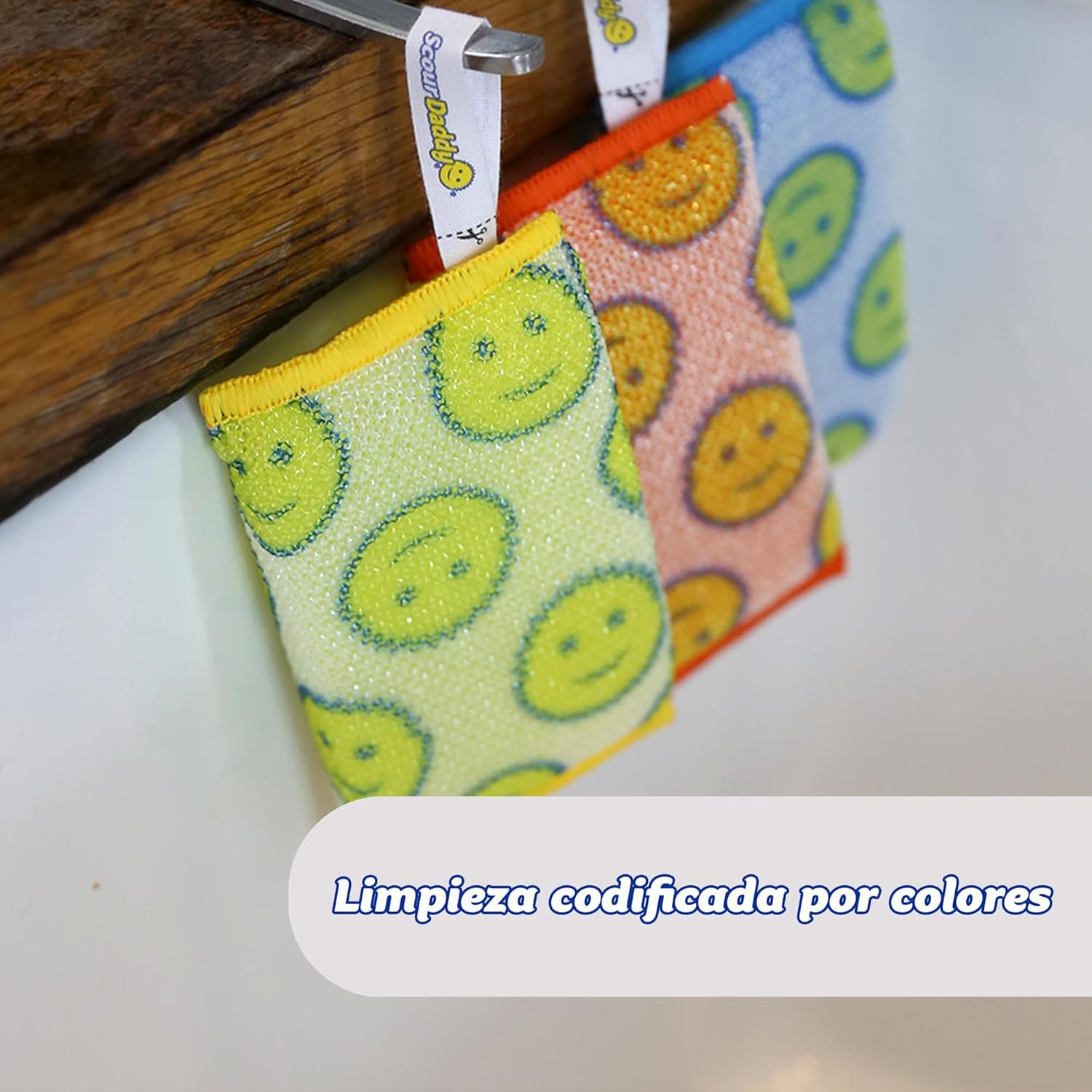 Scrub Daddy’s Scour Daddy Scouring Pad - Heat Treated ArmorTec Mesh to Release Food Particles - Strong, Thick and Absorbent Scouring Pad - 3 Scouring Pads