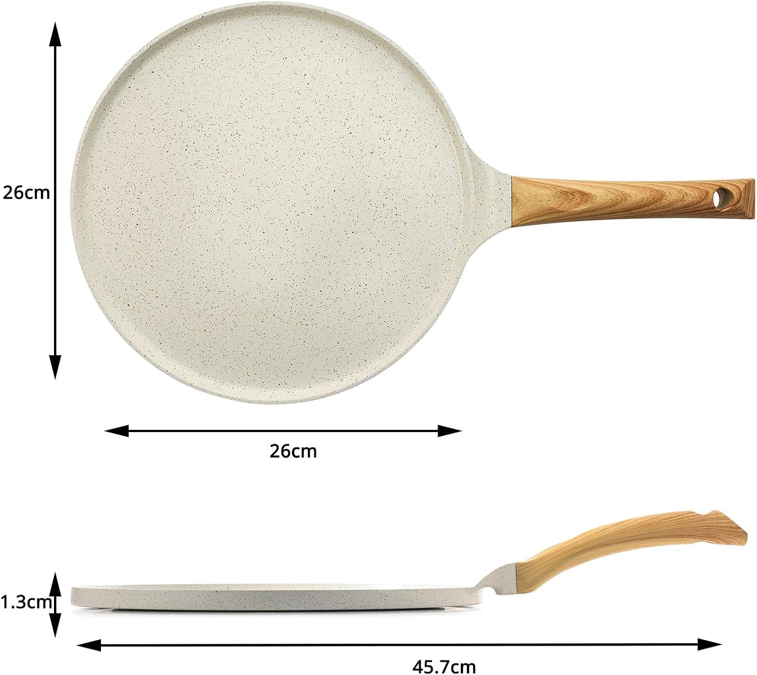 SENSARTE Nonstick Crepe Pan, Swiss Granite Coating Dosa Pan Pancake Flat Skillet Tawa Griddle 10-Inch with Stay-Cool Handle, Induction Compatible, PFOA Free