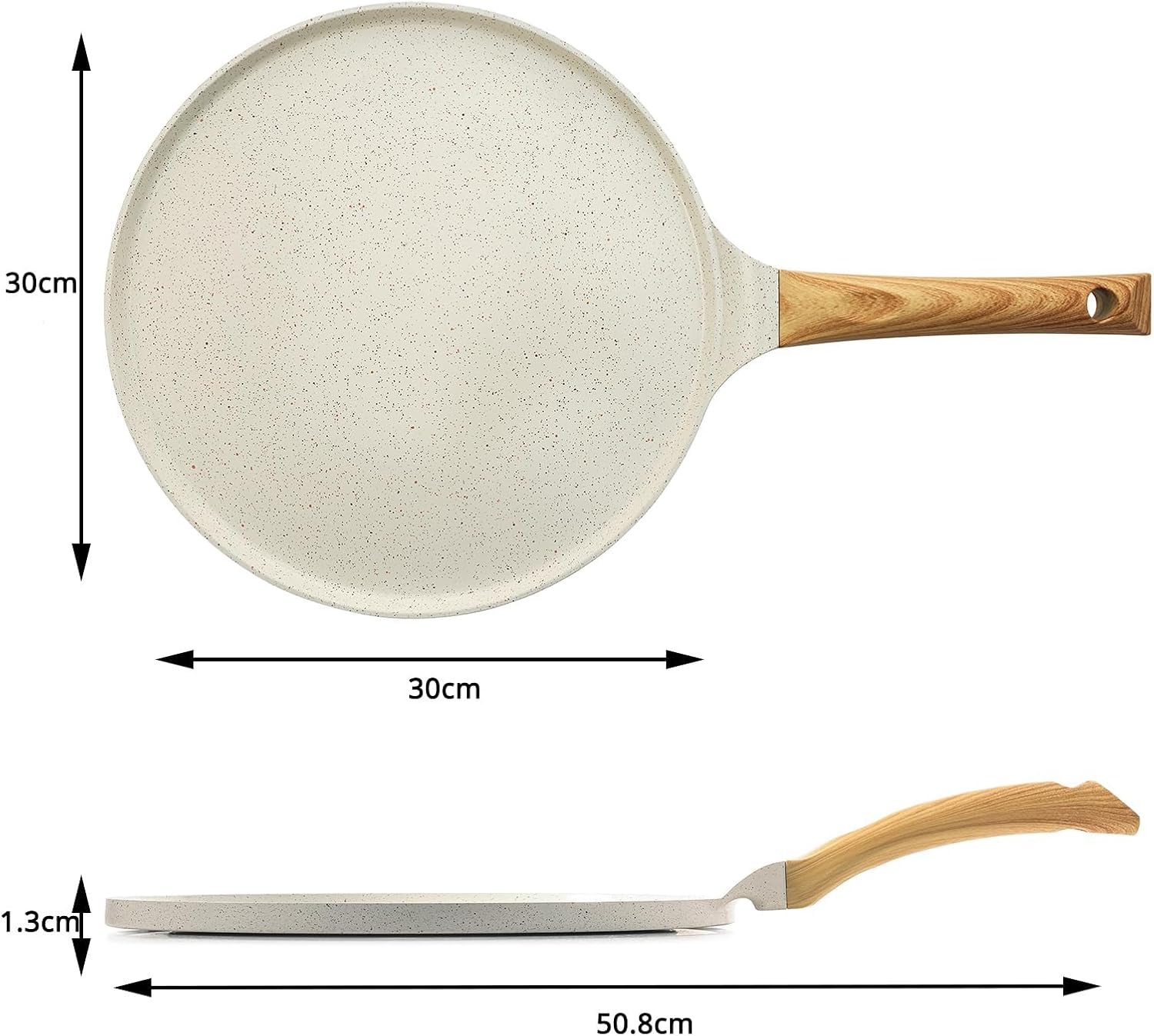 SENSARTE Nonstick Crepe Pan, Swiss Granite Coating Dosa Pan Pancake Flat Skillet Tawa Griddle 10-Inch with Stay-Cool Handle, Induction Compatible, PFOA Free