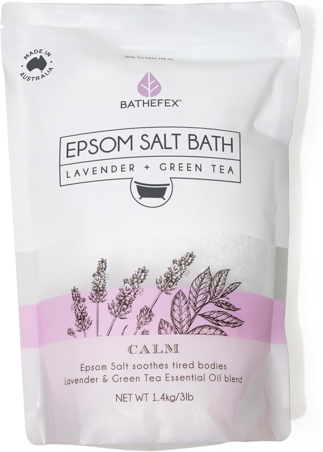 Bathefex Lavender and Green Tea Epsom Salt Bath, 1.4kg