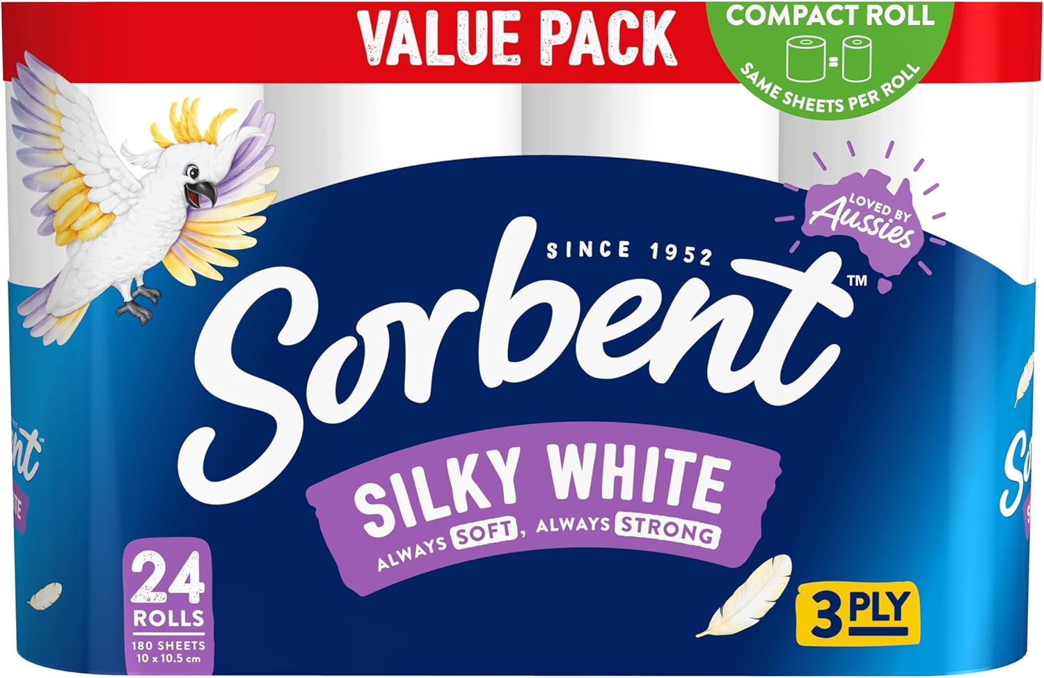 Sorbent 3PLY Silky White Toilet Paper - 32 Pack