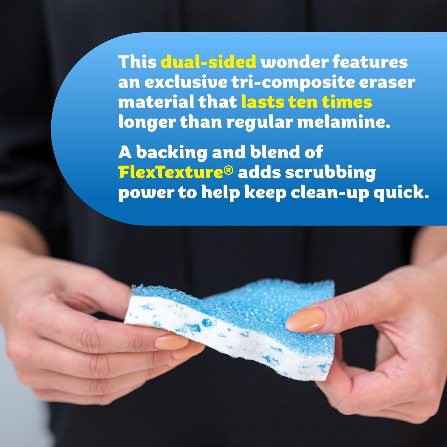Scrub Daddy Eraser Daddy 10x with Scrubbing Gems - 2 Pack - Dual-Sided Scrubber and Eraser, Lasts 10x Longer - Ergonomic Design, Multi-Surface Use