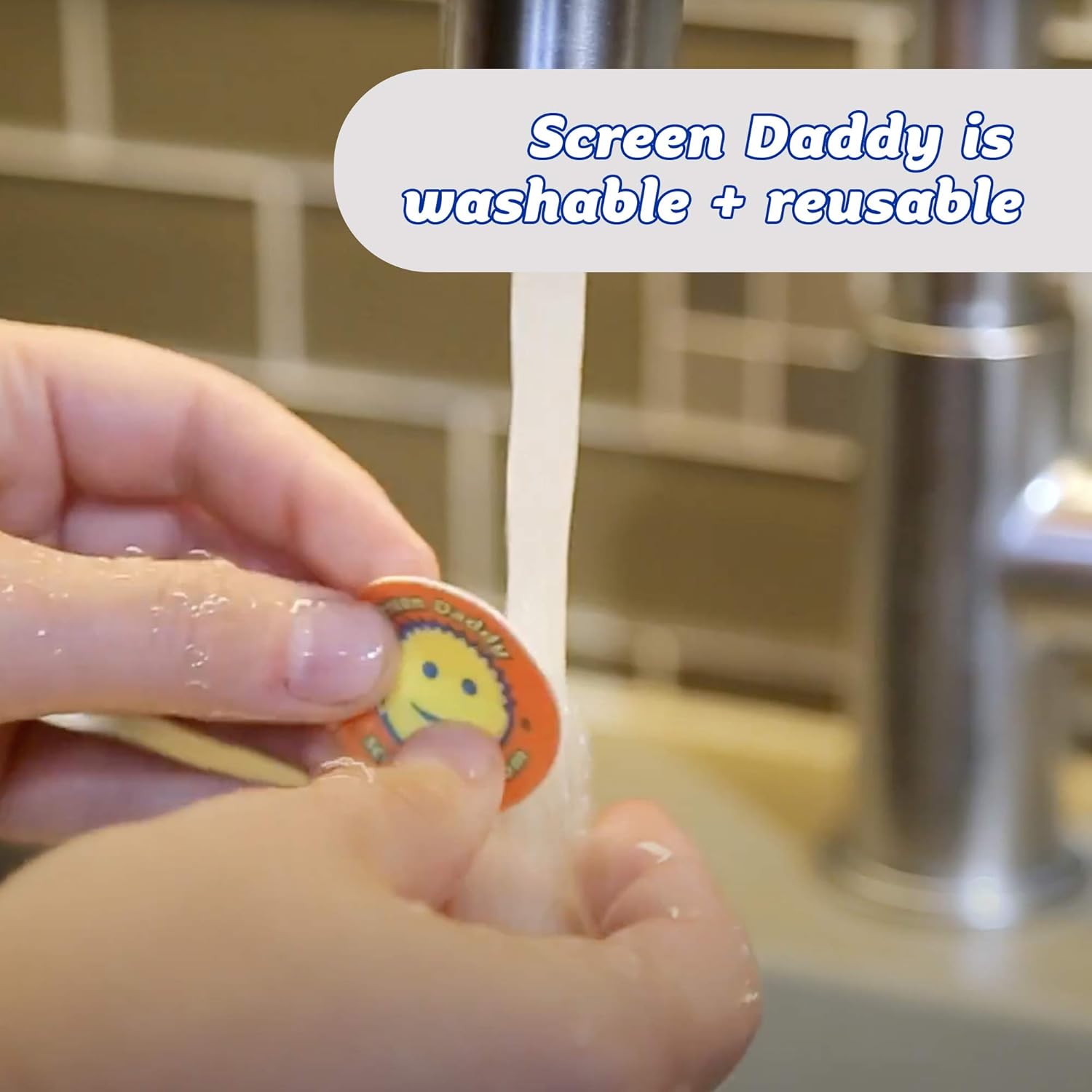 Screen Daddy Colors (3 Pack) - Microfiber Cleaning Pad for Phones, Tablet, Glasses - Sticky Gel Backing On Device Storage - Washable and Reusable