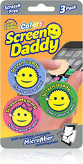 Screen Daddy Colors (3 Pack) - Microfiber Cleaning Pad for Phones, Tablet, Glasses - Sticky Gel Backing On Device Storage - Washable and Reusable