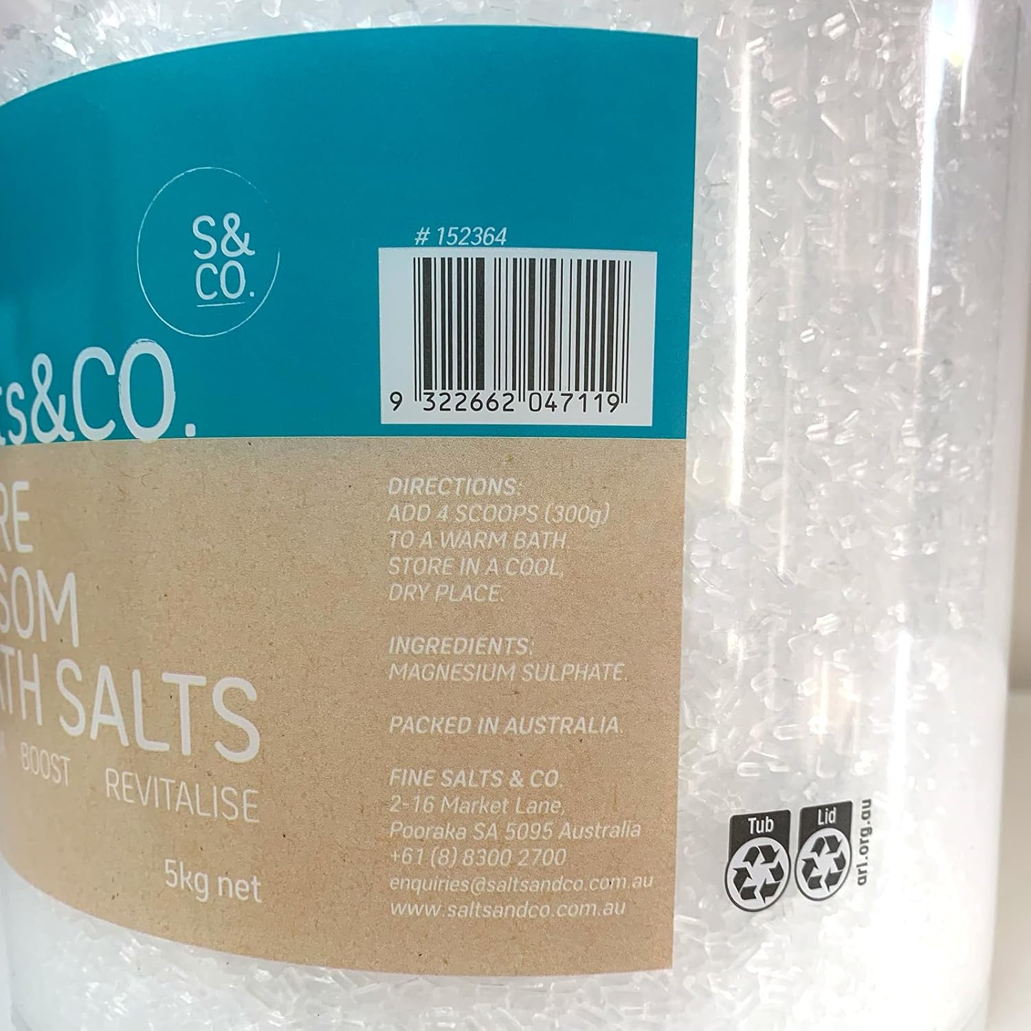 Salts & Co. Pure Epsom & Dead Sea Salts 750g | Unscented Magnesium Sulphate & Mineral Bath Salts for Bath & Foot Soaks, Home Spa & Self-Care Routines