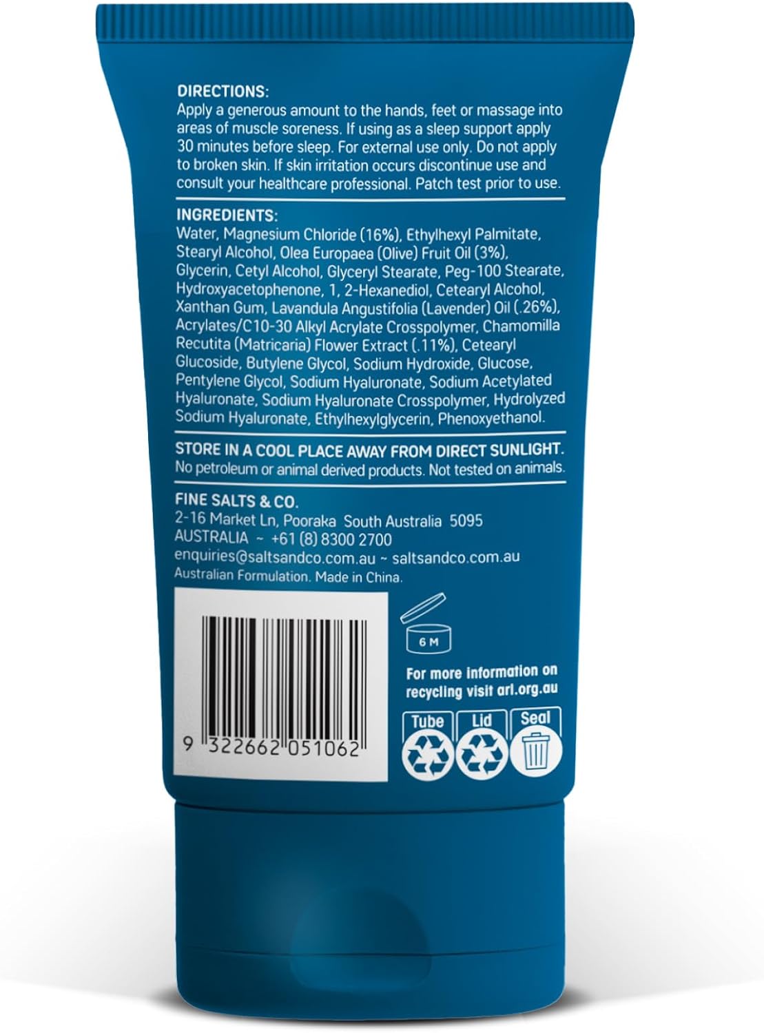 Salts & Co. Magnesium Support Lotion, 125ml - with Lavender & Calming Chamomile