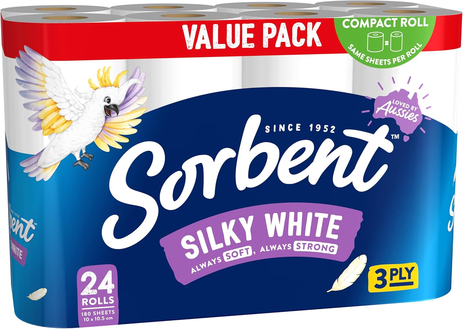 Sorbent 3PLY Silky White Toilet Paper - 32 Pack