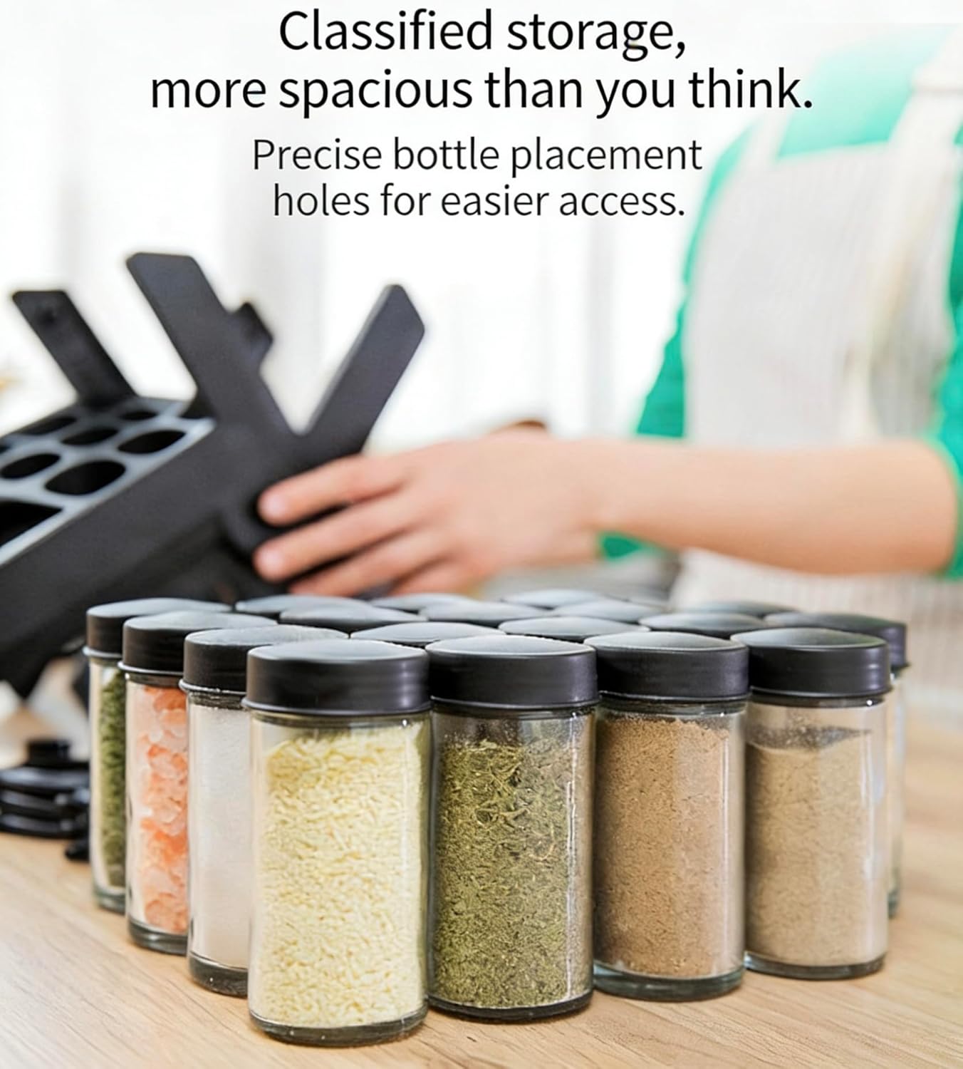 18 in 1 Rotating Spice Rack, Ferris Wheel-Shaped Spice Organizer with 18 Glass Jars - Large Capacity, Stable and Heavy-Duty for Kitchen Countertop, Easy Access (Ferris wheel Shape)