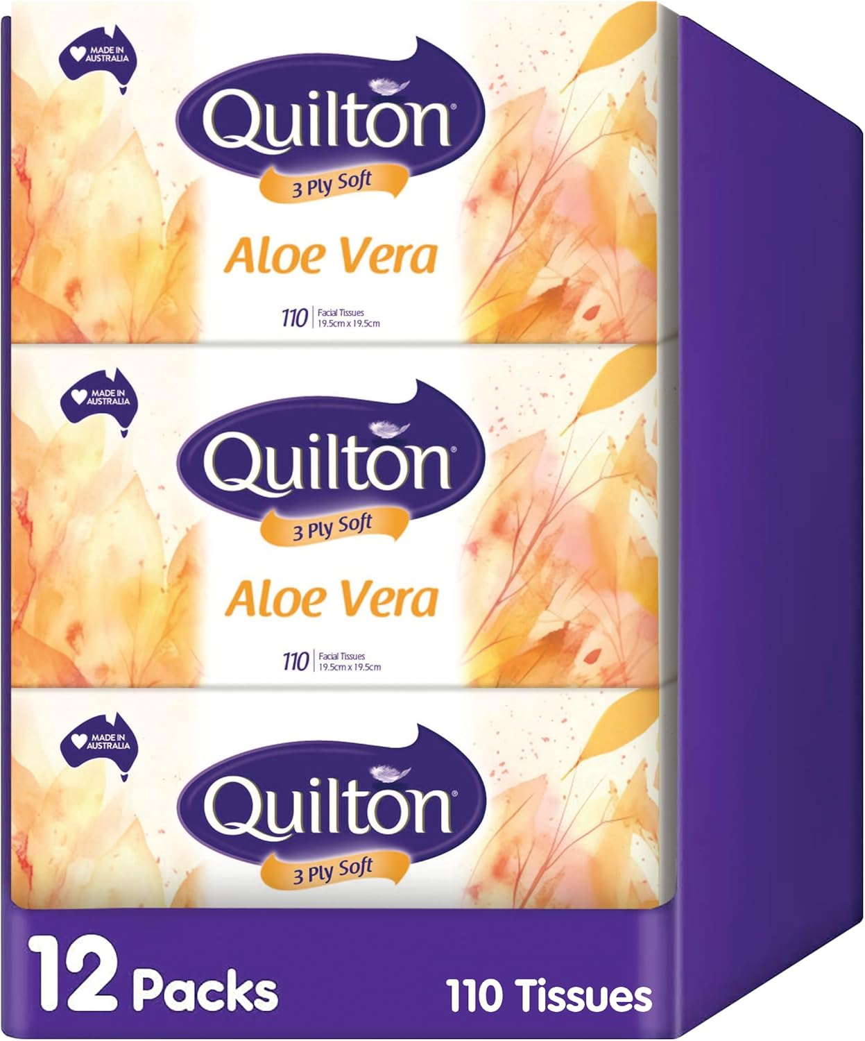 Quilton 3-Ply Aloe Vera Facial Tissues 12 boxes