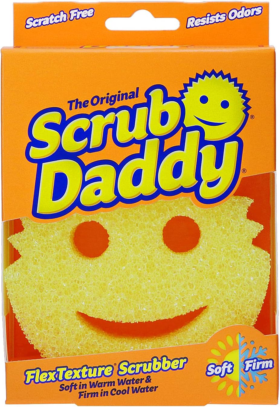 The Original Scrub Daddy - Multipurpose Cleaning Sponge - Soft in Warm Water, Firm in Cold Water for Tough Cleaning - Scratch Free, Odour Resistant, Ergonomic