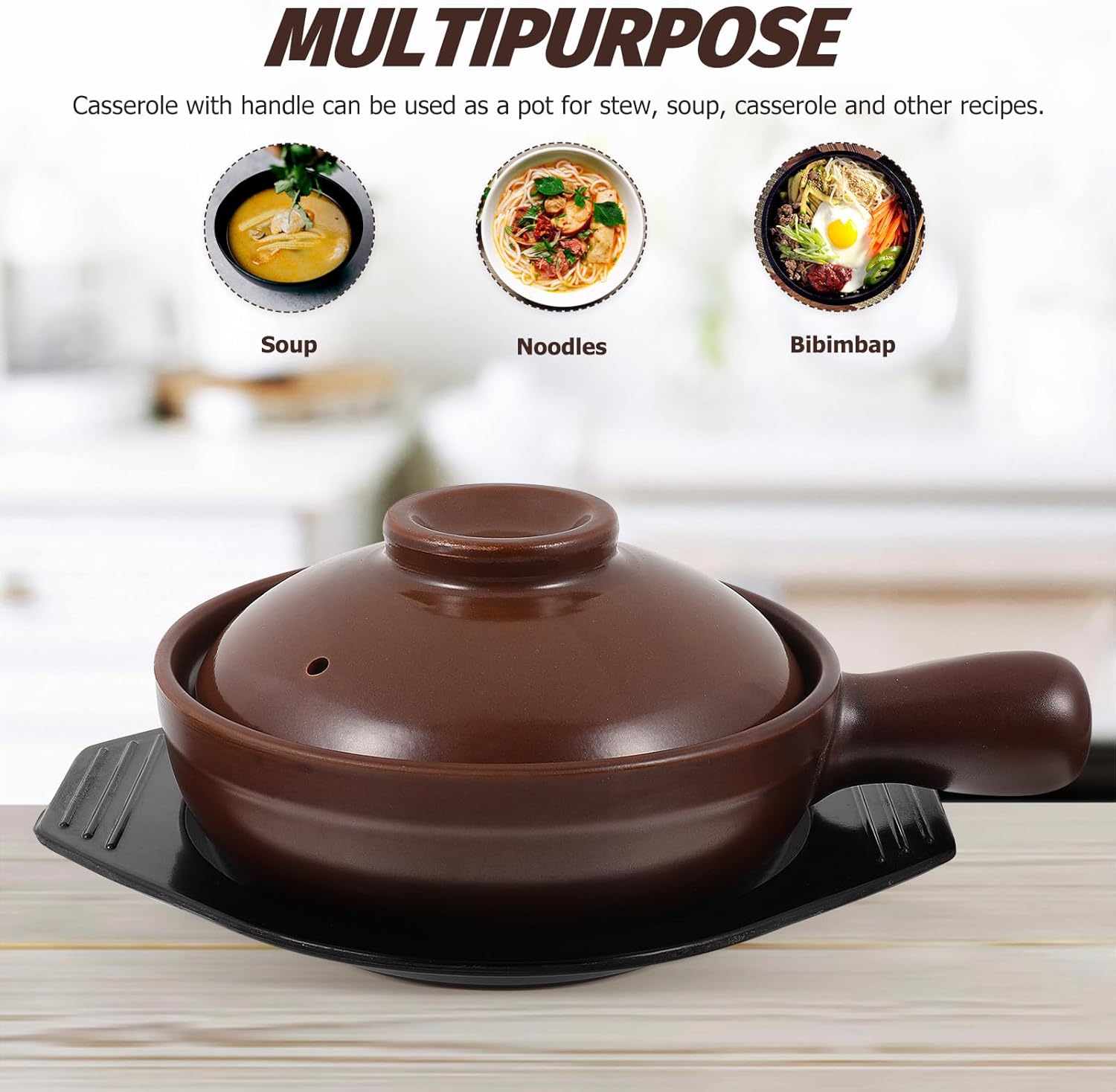 SOIMISS Casserole Pot Stove Cooking Pot with Handle Ceramic High Temperature Resistance Brown for Home Kitchen Essentials for Soup and Stewing