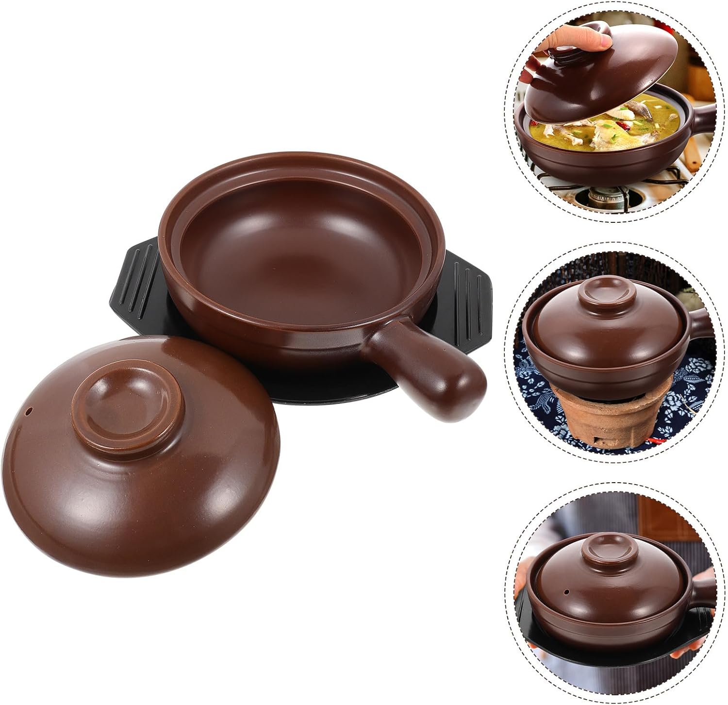 SOIMISS Casserole Pot Stove Cooking Pot with Handle Ceramic High Temperature Resistance Brown for Home Kitchen Essentials for Soup and Stewing