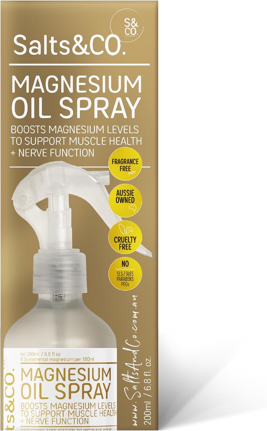Salts & Co. Magnesium Oil Spray 200ml | Topical Magnesium Chloride Spray for Daily Use, Easy Application & Home Wellness Routines