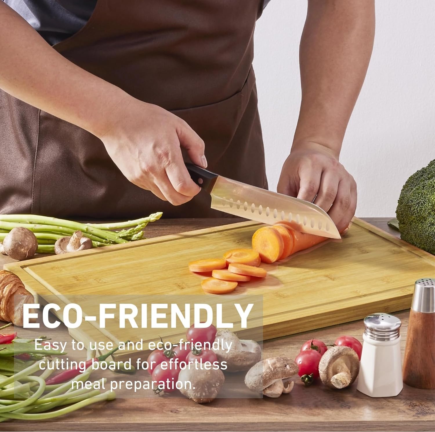 OKUYOSHI Wooden Chopping Board Set of 3, 1.5cm Thickness Bamboo Cutting Boards, Mats & Sets with Holder