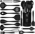Dishwasher Safe Silicone Cooking Utensils Set - 446°F Heat Resistant Basic Silicone Kitchen Utensils,Turner Tongs, Spatula, Spoon, Brush, Whisk, Gadgets Tools for Nonstick Cookware (BPA Free - Khaki)