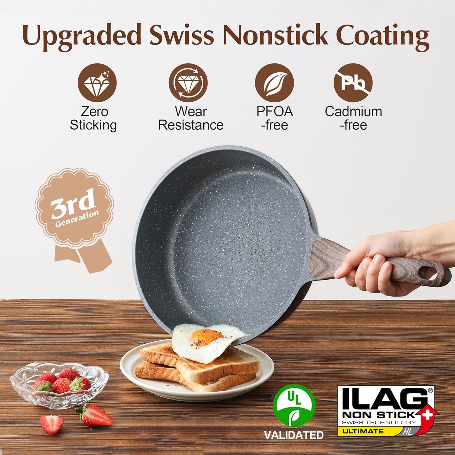 SENSARTE Nonstick Ceramic Cookware Set 13-Piece, Healthy Pots and Pans Set, Non-Toxic Kitchen Cooking Set with Stay-Cool Handles, Silicone Tools and Pot Protectors