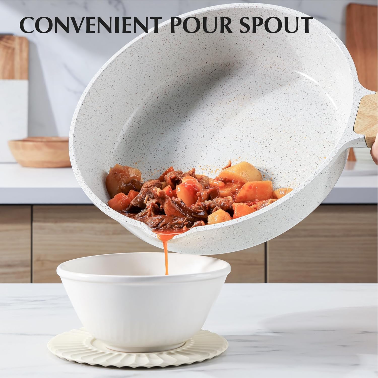 SENSARTE Nonstick Ceramic Cookware Set 13-Piece, Healthy Pots and Pans Set, Non-Toxic Kitchen Cooking Set with Stay-Cool Handles, Silicone Tools and Pot Protectors