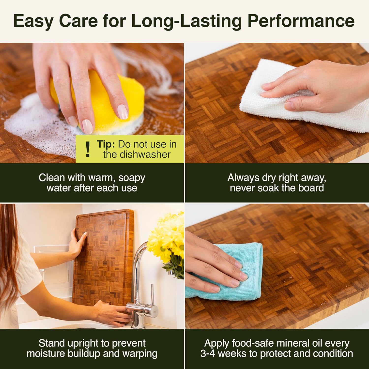 Cactus & Cubby Premium Bamboo Cutting Board. Deluxe Deep Carbonised End Grain Wooden Cutting Board. 42 x 30 cm. Pre-Oiled Butcher Block for Prepping & Serving. Knife Friendly