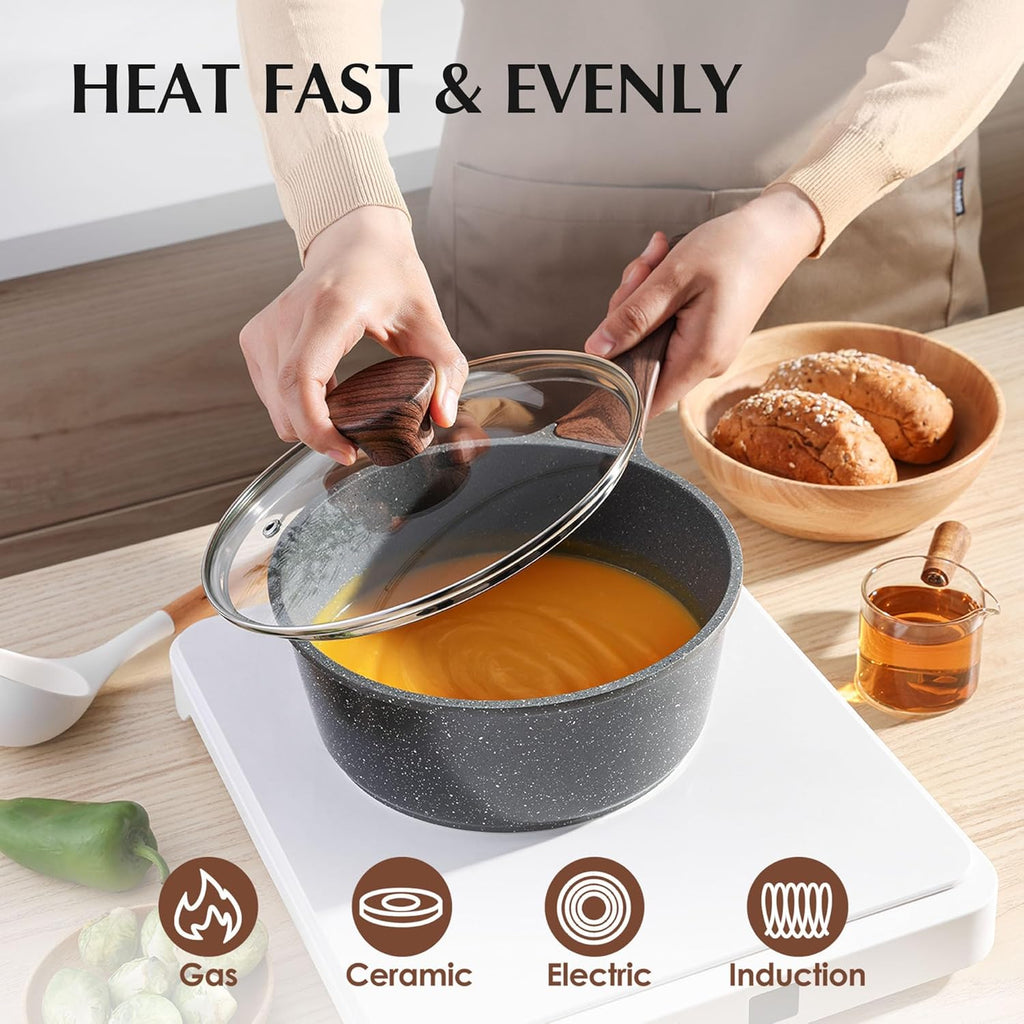 SENSARTE Nonstick Ceramic Cookware Set 13-Piece, Healthy Pots and Pans Set, Non-Toxic Kitchen Cooking Set with Stay-Cool Handles, Silicone Tools and Pot Protectors