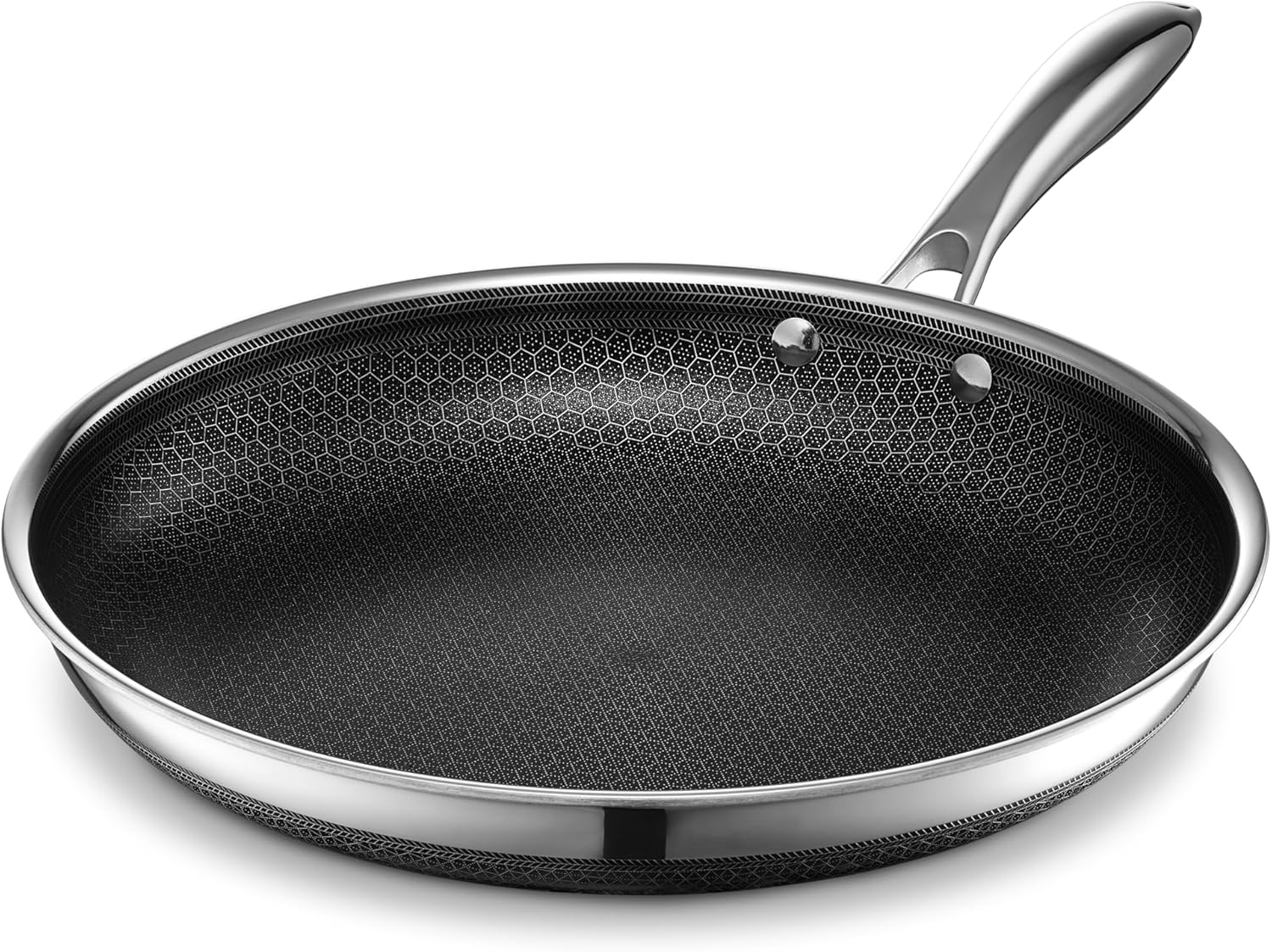HexClad Hybrid Nonstick 25 cm Frying Pan with Tempered Glass Lid, Stay-Cool Handle, Dishwasher-Friendly, Oven-Safe Up to 480°C, Induction Ready, Compatible with All Cooktops