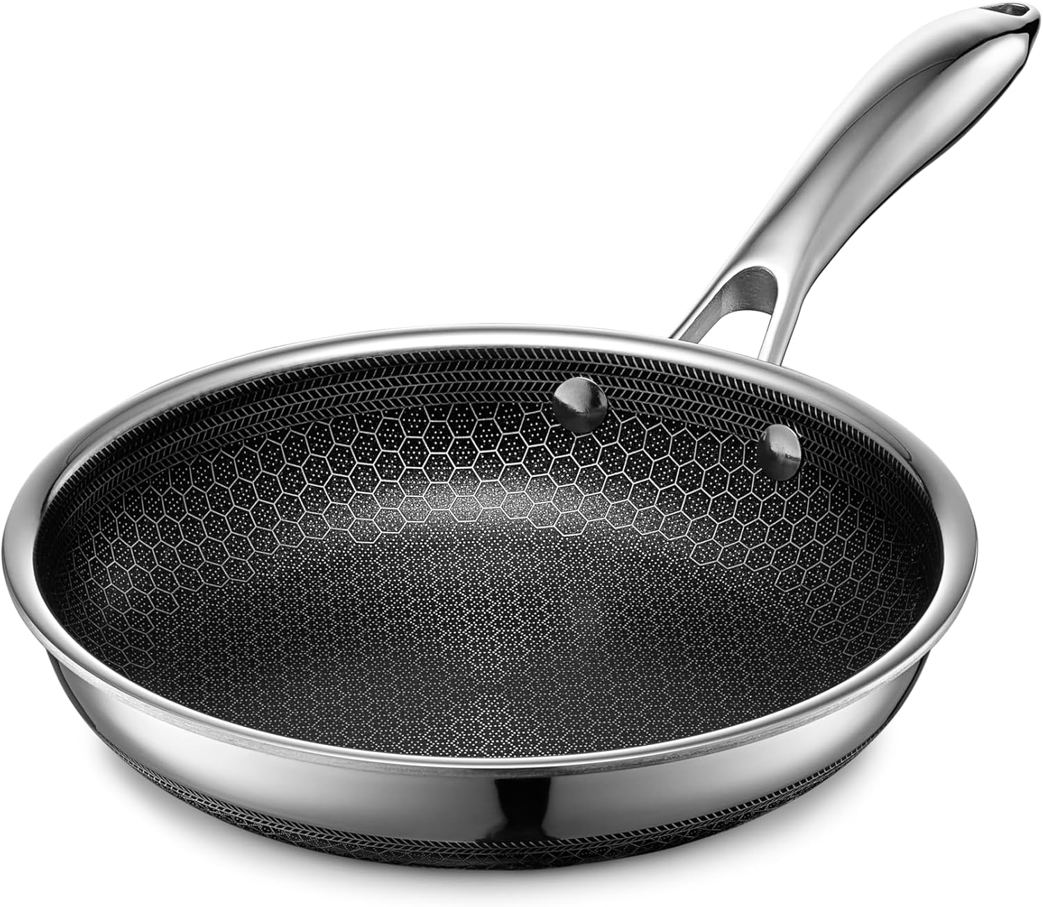 HexClad Hybrid Nonstick 25 cm Frying Pan with Tempered Glass Lid, Stay-Cool Handle, Dishwasher-Friendly, Oven-Safe Up to 480°C, Induction Ready, Compatible with All Cooktops