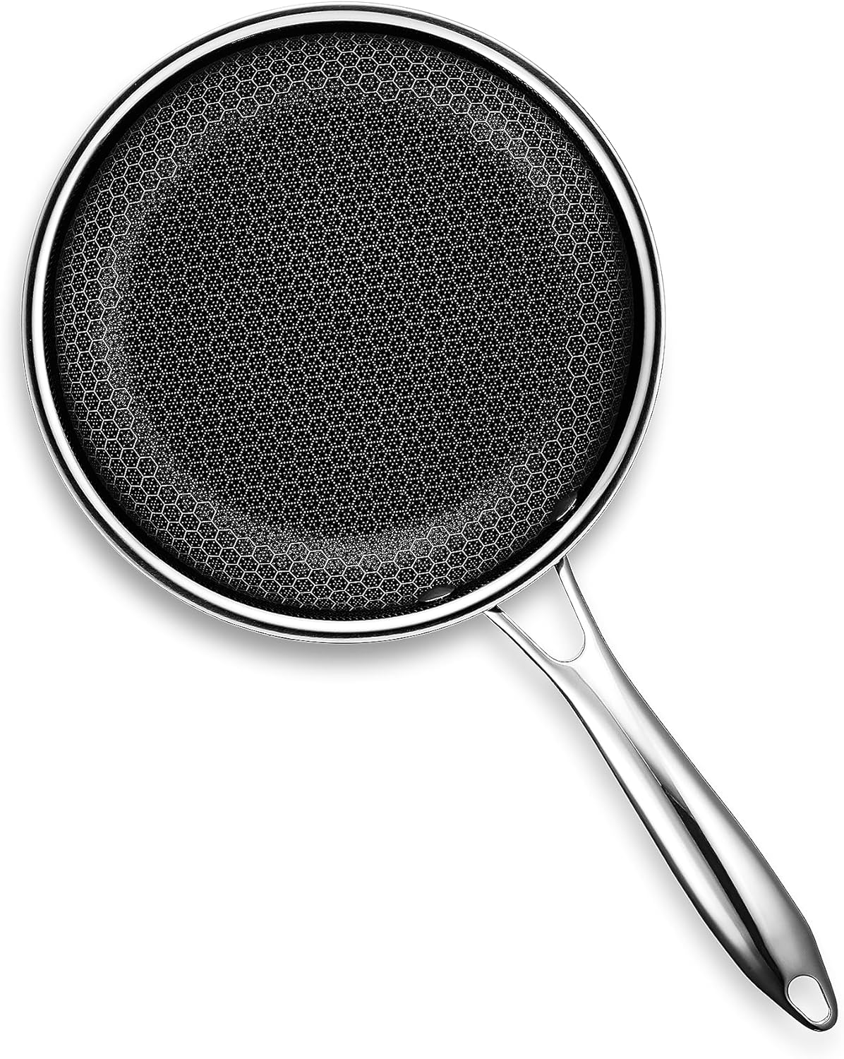 HexClad Hybrid Nonstick 25 cm Frying Pan with Tempered Glass Lid, Stay-Cool Handle, Dishwasher-Friendly, Oven-Safe Up to 480°C, Induction Ready, Compatible with All Cooktops