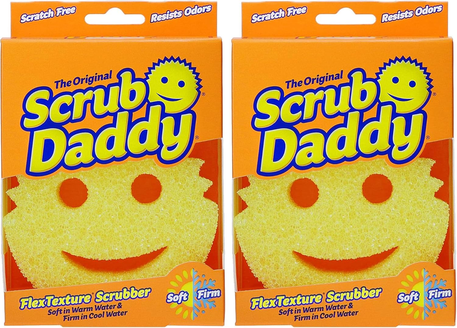 The Original Scrub Daddy - Multipurpose Cleaning Sponge - Soft in Warm Water, Firm in Cold Water for Tough Cleaning - Scratch Free, Odour Resistant, Ergonomic