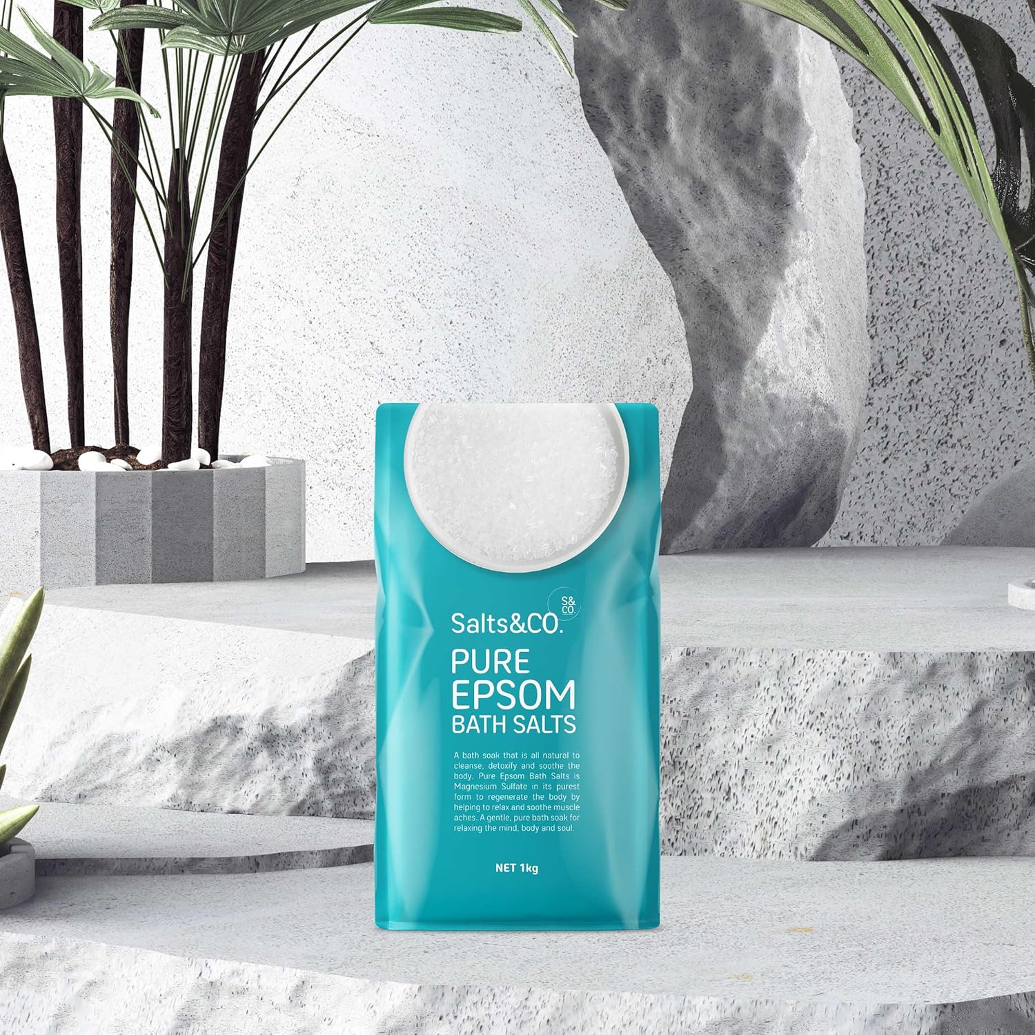 Salts & Co. Pure Epsom Bath Salts 1kg | Unscented Magnesium Sulphate Soaking Salts for Bath & Foot Soaks